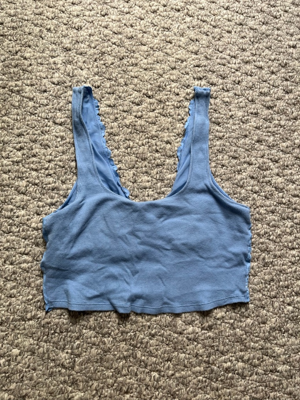 Blue Women's Ribbed lounge crop top